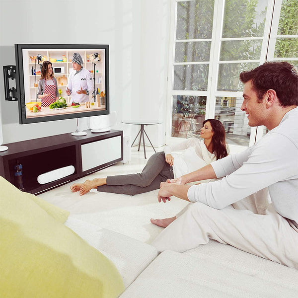 Full Motion TV Monitor Wall Mount Bracket Articulating Arms Swivels Tilts Extension Rotation for Most 13-42 Inch LED LCD Flat Curved Screen TVs & Monitors, Max VESA 200x200mm up to 44lbs