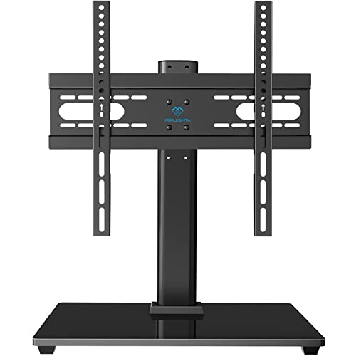 Universal TV Stand - Table Top TV Stand for 37-55 inch LCD LED TVs - Height Adjustable TV Base Stand with Tempered Glass Base & Wire Management, VESA 400x400mm