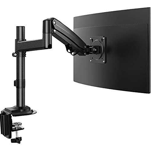 Single Monitor Desk Mount Stand, Adjustable Gas Spring Monitor Arm Mount, Swivel VESA Bracket with C Clamp, Grommet Mounting for Most 22-32 Inch Flat Curved Monitors, Hold up to 26.5lbs