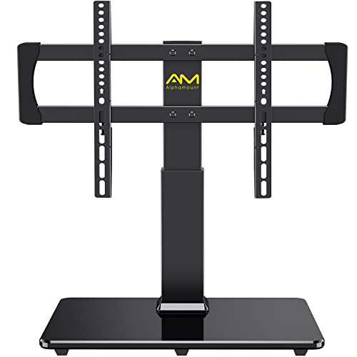 Universal TV Stand for 32-75,80 Inch LCD/LED/OLED TVs, Tabletop TV Stand Base Holds up to 99lbs with VESA up to 600x400mm, Height Adjustable TV Stand Mount with Tempered Glass -APTVS07