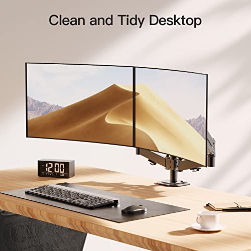 Dual Monitor Stand, Adjustable Monitor Desk Mount for Up to 30in Screens, Full Motion Gas Spring Monitor Arm Holds Up to 17.6LBS, Max VESA 100x100mm