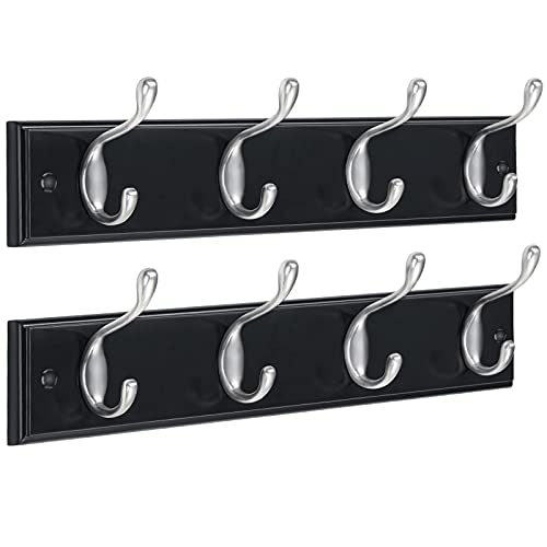 Coat Rack Wall Mount 2 Packs, Coat Hooks Wall Hooks Coat Hangers for Wall, Hat Racks Hooks for Hanging Coats Wall Mounted, Black