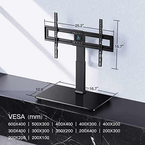 Swivel TV Stand Universal Table Top TV Base for 32 to 70 inch LCD LED OLED 4K Flat Screen TVs - Height Adjustable TV Mount Stand with Safe TV Anti-tip Cable, VESA 600x400mm PSTVS03