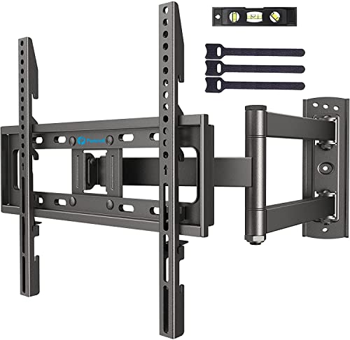 Full Motion TV Wall Mount for Most 23-55 inch LED LCD OLED Flat & Curved TVs up to 88lbs, Single Articulating Arm, Adjust Bracket Height, Swivel, Tilt, Extension, Max VESA 400x400mm, PIMF9