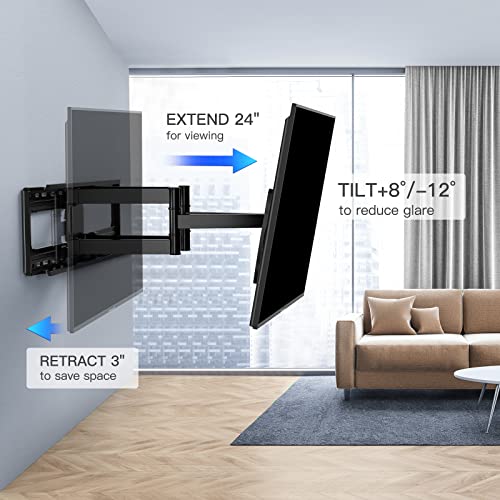 Full Motion TV Wall Mount for 50”-90” TVs, TV Mount Bracket Dual Articulating Arms Swivel Extension tilt up to 132lbs, Max VESA 800x400mm , Fits 16”18” to 24