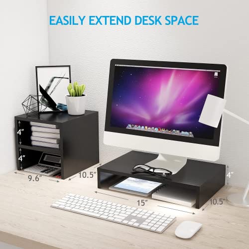 Monitor Stand - Monitor Stand Riser with 2 Tier Shelf, Desktop Organizer, Computer Monitor Stand for Screen, Laptop, Printer, Bookshelf for Home & Office