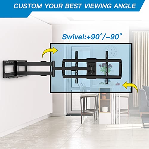 Long Arm Full Motion TV Wall Mount for 37-90 inch Flat Screen or Curved TVs with 42.5 inch Articulating Extension Arm, TV Bracket Swivel and Tilt, Max VESA 600x400mm, up to 132lbs PSXLF01