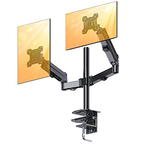 Dual Monitor Stand, Adjustable Monitor Desk Mount for Up to 30in Screens, Full Motion Gas Spring Monitor Arm Holds Up to 17.6LBS, Max VESA 100x100mm