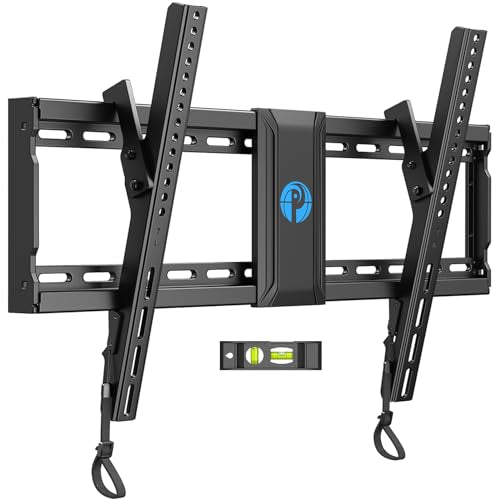 Tilting TV Wall Mount for Most 37–82 inch TVs up to 132 lbs, Low Profile TV Mount with Adjustable Pull Cords, Sturdy TV Wall Mount Bracket for Flat or Curved TVs, Max VESA 600x400mm, PILT7