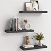 Wall Shelves Black, Floating Shelves with Invisible Metal Brackets for Bedroom, Bathroom, Living Room and Kitchen, 3 Sets-AMFS07