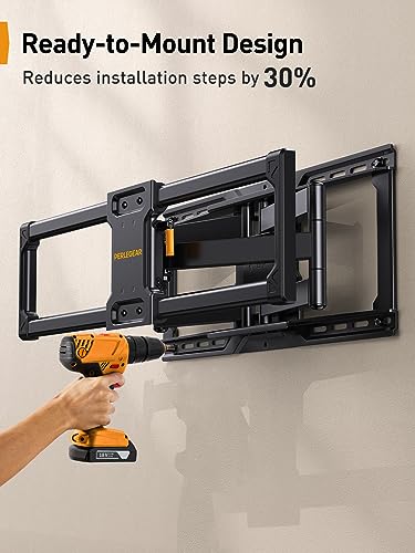 UL-Listed Full Motion TV Wall Mount for 42–90 Inch TVs up to 150 lbs, Pre-Assembled TV Mount with Tool-Free Tilt, Swivel, Extension, Max VESA 600 x 400mm, 12″/16″/18″/24″ Wood Studs, PGLF16