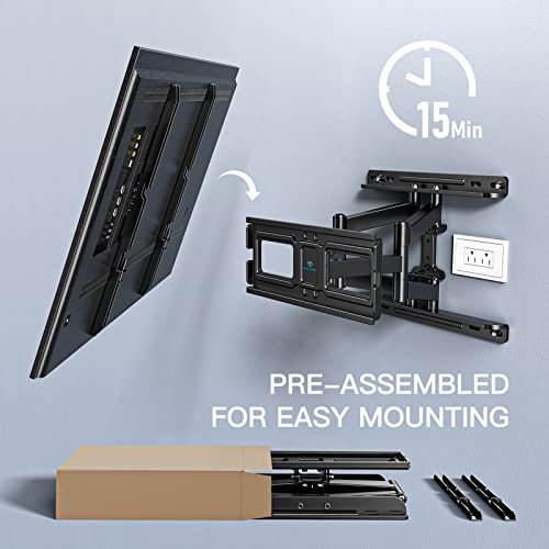 TV Wall Mount Full Motion for 32-55 Inch Flat Curved Screen TVs, TV Mount with Swivels Tilts Extension Dual Articulating Bracket Arms Supports TV up to 99 lbs Max VESA 400x400,PSMFK9