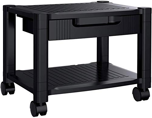 Printer Stand - Under Desk Printer Stand with Cable Management & Storage Drawers, Height Adjustable Printer Desk with 4 Wheels & Lock Mechanism for Mini 3D Printer by  -HNDPS