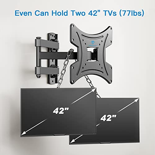 Full Motion TV Wall Mount Bracket for 13-42 Inch Flat Curved TVs Monitors up to 77lbs Max VESA 200x200mm- Articulating Arms Swivel Tilt Extends Rotation- PSSFK1