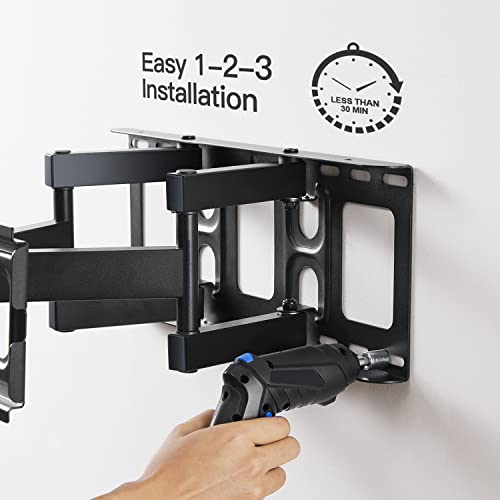 TV Wall Mount for 26-55 inch TVs, Full Motion TV Mount Bracket with Articulating Swivel Extension Tilting Leveling Max VESA 400x400mm Holds up to 99lbs for LED LCD OLED 4K Flat Curved Screen