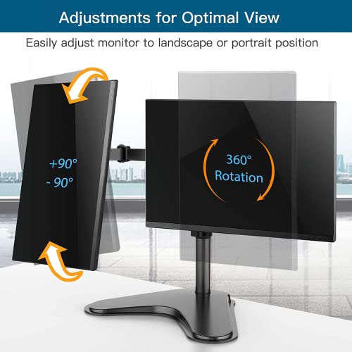 Dual Monitor Stand, Monitor Stands for 2 Monitors for 13 to 32 Inch, Heavy Duty Free Standing Desk Stand Fully Adjustable Arms Fits up to 17.6lbs per Arm with VESA 75x75mm,100x100mm