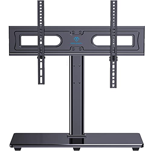 Universal TV Stand Table Top TV Base for 37-70 inch LCD LED OLED 4K Flat Screen TVs-Height Adjustable TV Mount Stand with Tempered Glass Base, VESA 600x400mm, Holds up to 99lbs PSTVS11