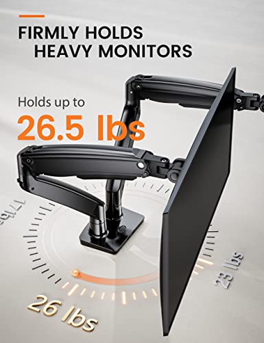 Dual Monitor Stand Mount, Ultrawide 13-35 Inch Height Adjustable Computer Screen Gas Spring Monitor Arm Desk Mount Full Motion, Each Arm Holds up to 26.4lbs