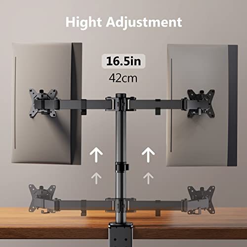 Dual Monitor Stand for 13 to 32 inch, Heavy Duty Fully Adjustable Monitor Stand for 2 Monitors, Dual Monitor Mount Fits up to 17.6 lbs per Arm, EGCM1