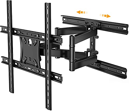 Full Motion TV Wall Mount for 17-55 Inch TVs Swivel Tilting Articulating TV Bracket Sliding Rotate Extend Max VESA 400x400 Horizontal Shift Wall Mount for TV Centering Hold up to 88 lbs, PSMFK13