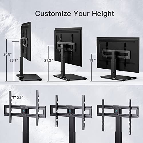 Swivel TV Stand Universal Table Top TV Base for 32 to 70 inch LCD LED OLED 4K Flat Screen TVs - Height Adjustable TV Mount Stand with Safe TV Anti-tip Cable, VESA 600x400mm PSTVS03