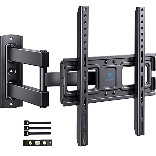 TV Wall Mount Swivel Tilt for 32-55 inch LED LCD OLED Flat Curved TV Screen, Full Motion TV Mount Bracket with Articulating Arm Perfect Center Single Stud up to 77lbs VESA 400x400mm, PSMFK7