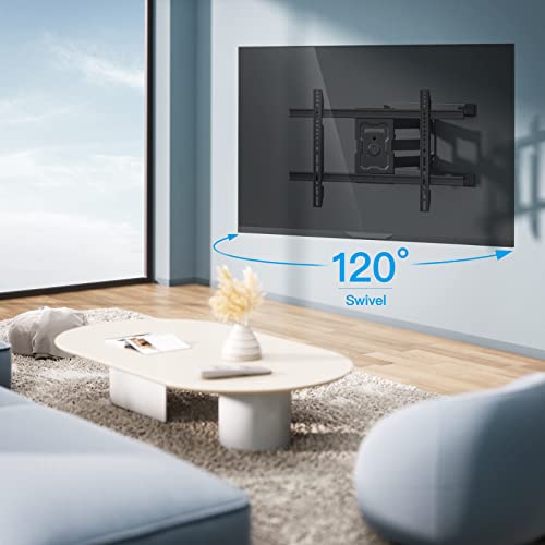 Full Motion TV Wall Mount for 37-80 Inch Flat Curved TVs with Smooth Tilts Swivel Extends - Dual Articulating Arms Wall Mount TV Bracket Supports TVs up to 132 lbs Max VESA 600x400