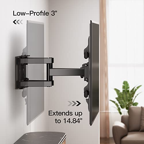 TV Wall Mount Full Motion for Most 37-75 Inch LED LCD OLED Flat Curved Screen, Wall Bracket TV Mount with Articulating Arms Swivel Tilt Leveling Holds up to 132lbs Max VESA 600x400mm