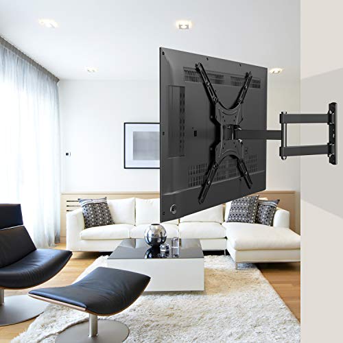 Full Motion TV Wall Mount Bracket Articulating Arms Swivels Tilts Extension Rotation for Most 13-55 Inch LED LCD Flat Curved Screen TVs, Max VESA 400x400mm up to 66lbs