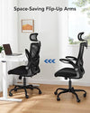 Ergonomic Mesh Office Chair, High Back Desk Chair with Adjustable Lumbar Support & Headrest, Flip-Up Armrests, and Adjustable Height, Home Computer Chair with Tilt Lock Function