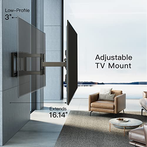 Full Motion TV Wall Mount for Most 37-70 inch TVs up to 132 lbs, Max VESA 600x400mm, Wall Mount TV Bracket with Dual Articulating Arms, Tilt, Swivel, Extension, PSLFK1