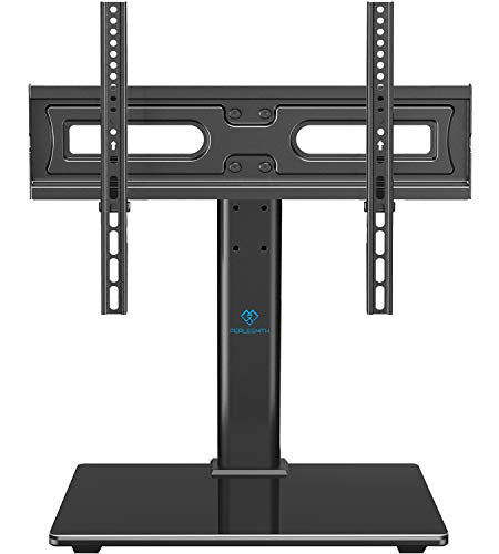 Universal TV Stand Table Top TV Base for 32 to 55 inch LCD LED OLED 4K Flat Screen TVs-Height Adjustable TV Mount Stand with Tempered Glass Base, VESA 400x400mm, Holds up to 88lbs,PSTVS15