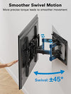 Full Motion TV Wall Mount for 40–82 inch Flat or Curved TVs up to 110 lbs, Smooth Swivel & Extension, Tool-Free Tilt with Heavy-Duty Arms, Max VESA 600x400mm, Fits 12″/16″ Wood Studs, PILF11