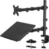 Monitor and Laptop Mount with Tray for 13- 27 inch, Fully Adjustable Laptop Notebook Desk Mount up to 17 inch, Weight up to 22lbs, Extension with Clamp and Grommet Mounting Base