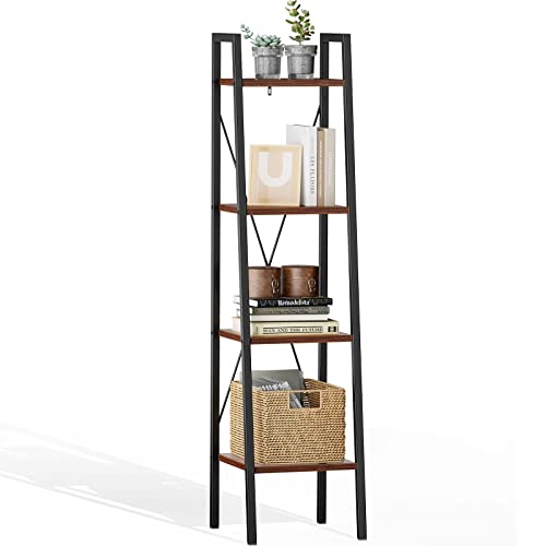 Ladder Shelf Bookcase, Bookshelf 4 Tier, Plant Flower Stand, Multipurpose Organizer Rack for Home/Office/Living Room/Balcony/Bedroom