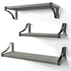 Floating Shelves Wall Mounted Set of 3, Rustic Wood Wall Shelves for Bedroom, Bathroom, Living Room, Kitchen, Laundry Room Storage & Decoration, Gray