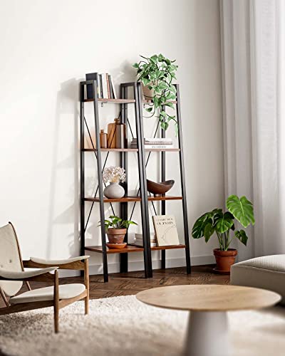 Ladder Shelf Bookcase, Bookshelf 4 Tier, Plant Flower Stand, Multipurpose Organizer Rack for Home/Office/Living Room/Balcony/Bedroom