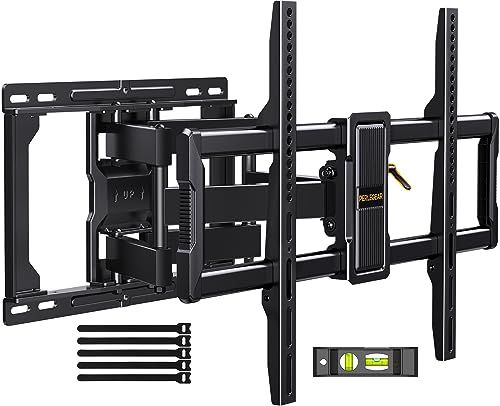 UL-Listed Full Motion TV Wall Mount for 40–86 Inch Flat Curved TVs up to 132 lbs, 12″/16″ Wood Studs, TV Mount Bracket with Tool-Free Tilt, Swivel, Extension, Max VESA 600 x 400mm, PGLF15