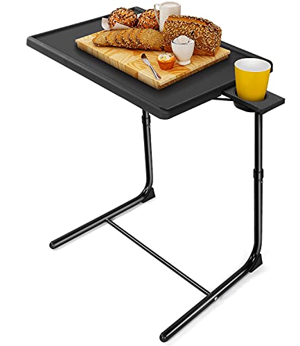 TV Tray - TV Table, Adjustable Tray for Eating, Folding Table Trays, w/6 Height & 3 Tilt Angle, w/Cup Holder, Dinner Tray for Eating on Couch, Laptop Tray for Bed & Couch