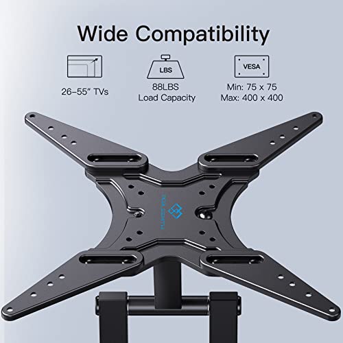 Full Motion TV Wall Mount for 26-55 Inch TVs with Articulating Arms Swivels Tilt Extension - Wall Mount TV Brackets VESA 400x400 Fits LED LCD OLED 4K TVs Up to 88 lbs