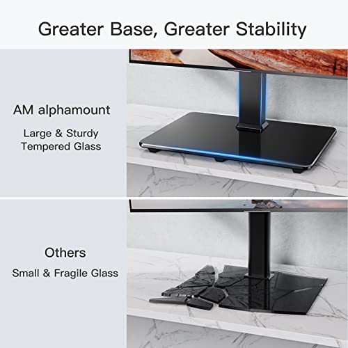 Universal TV Stand for 32-75,80 Inch LCD/LED/OLED TVs, Tabletop TV Stand Base Holds up to 99lbs with VESA up to 600x400mm, Height Adjustable TV Stand Mount with Tempered Glass -APTVS07