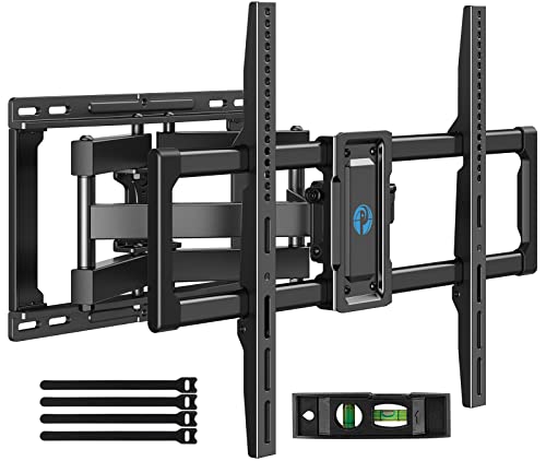 Full Motion TV Wall Mount for 40–82 inch Flat or Curved TVs up to 110 lbs, Smooth Swivel & Extension, Tool-Free Tilt with Heavy-Duty Arms, Max VESA 600x400mm, Fits 12″/16″ Wood Studs, PILF11