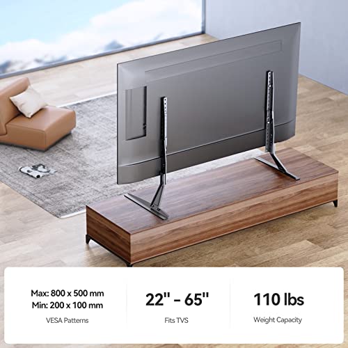 Universal Table Top TV Stand for 22 - 65 Inch Flat Screen, LCD TVs Premium Height Adjustable Leg Stand Holds up to 110lbs, VESA up to 800x500mm