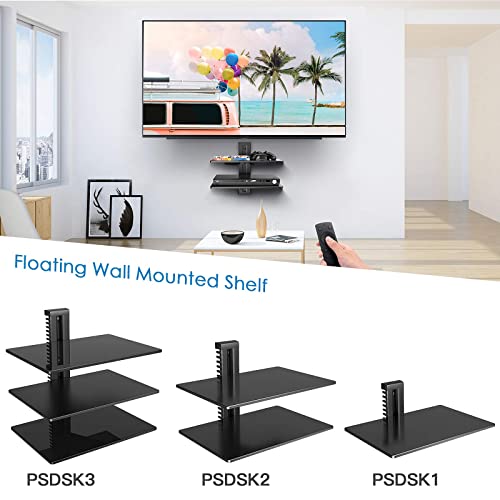 Floating AV Shelf Double Wall Mount TV Shelf - Holds up to 17.6lbs - DVD DVR Component Shelf - Perfect for Xbox, Projector, WiFi Router, Game Console and Cable Box, PSDSK2