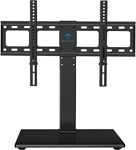 Universal Swivel TV Stand / Base - Table Top TV Stand for 37-65 inch LCD LED TVs - Height Adjustable TV Mount Stand with Tempered Glass Base, VESA 600x400mm, Holds up to 88lbs, PSTVS13