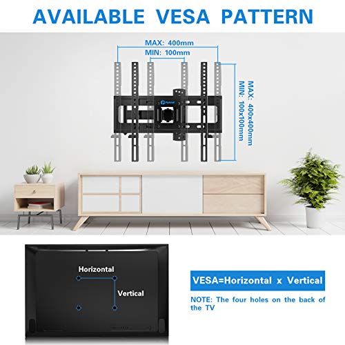 Full Motion TV Wall Mount for Most 23-55 inch LED LCD OLED Flat & Curved TVs up to 88lbs, Single Articulating Arm, Adjust Bracket Height, Swivel, Tilt, Extension, Max VESA 400x400mm, PIMF9