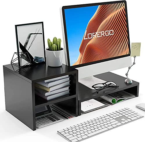 Monitor Stand - Monitor Stand Riser with 2 Tier Shelf, Desktop Organizer, Computer Monitor Stand for Screen, Laptop, Printer, Bookshelf for Home & Office