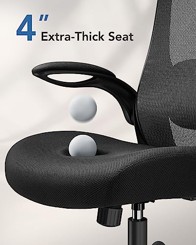 Ergonomic Mesh Office Chair, High Back Desk Chair with Adjustable Lumbar Support & Headrest, Flip-Up Armrests, and Adjustable Height, Home Computer Chair with Tilt Lock Function