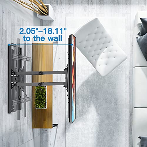 Full Motion TV Wall Mount for 17-55 Inch TVs Swivel Tilting Articulating TV Bracket Sliding Rotate Extend Max VESA 400x400 Horizontal Shift Wall Mount for TV Centering Hold up to 88 lbs, PSMFK13