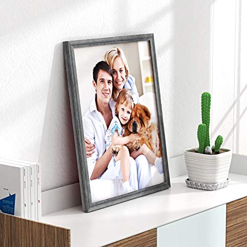 11×14 Pictures Frames Set of 5, Display Picture 8x10 with Mat or 11x14 Without Mat, Elegant Modern Photo Frame Perfect for Wall and Tabletop, Black MNPF02B1